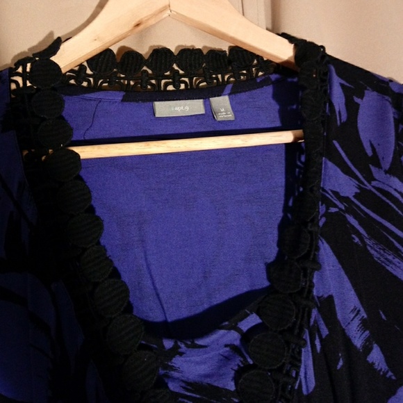 Black & Purple Shirt, lace edged neck - Picture 2 of 3